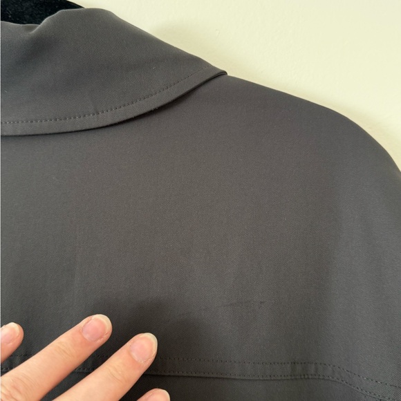 ZARA Womens Gray S/XS Bomber Jacket Charcoal Pleated Zip-Up Collared Water Repel - Picture 8 of 13